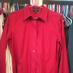 FoxCroft red slim fit button up blouse